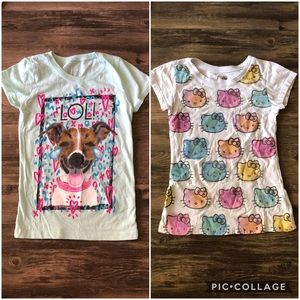 2 Girl’s Tee Shirts Dog and Hello Kitty size 7/8